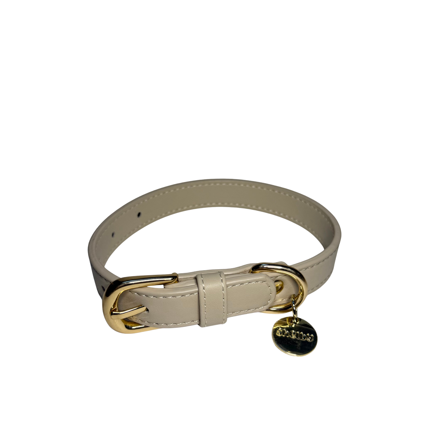 Collier pour chiens en cuir vegan avec medaillon Or