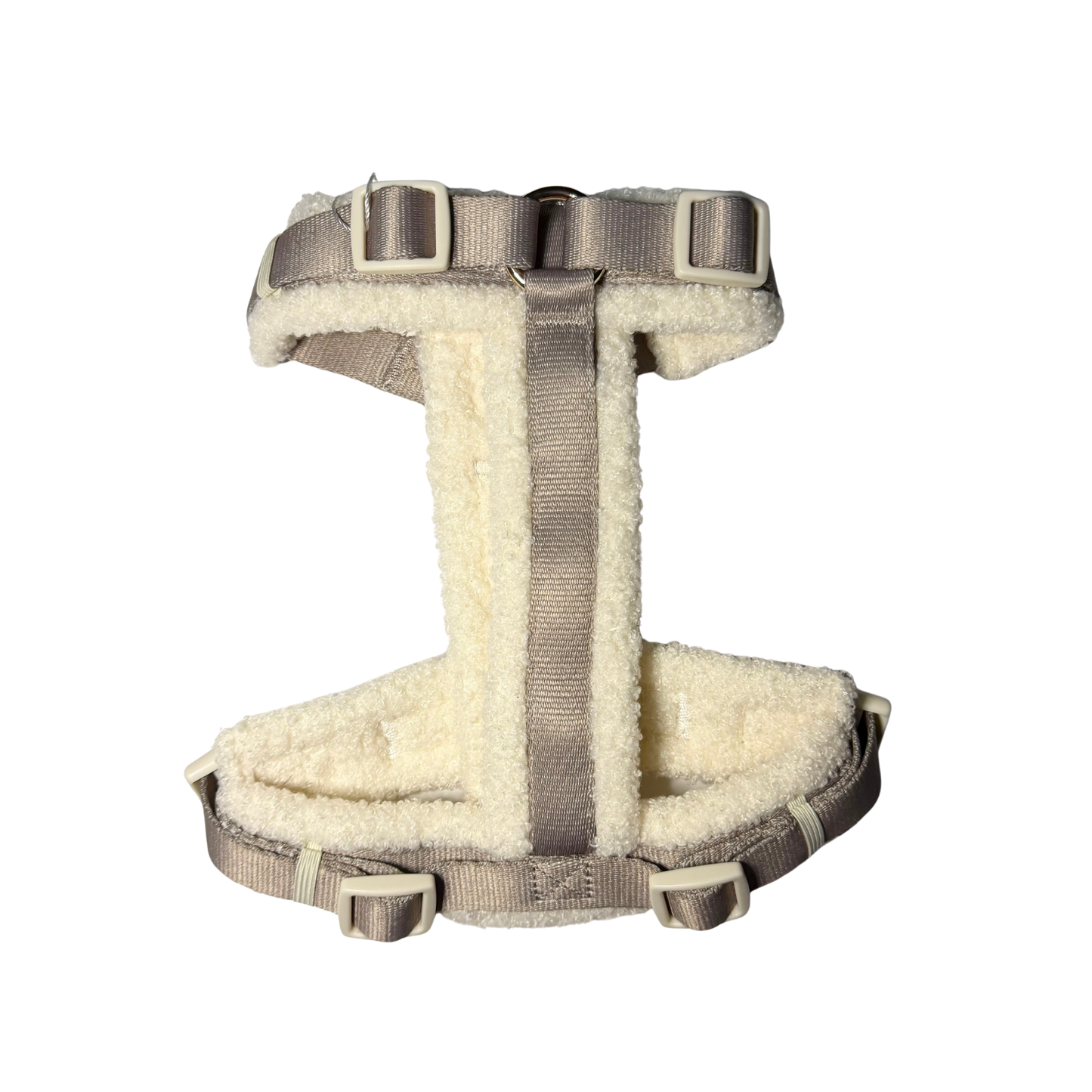 Harnais chien moumoute beige ajustable et sécurisé