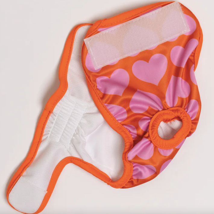 Protection hygiénique chienne lavable motif coeurs