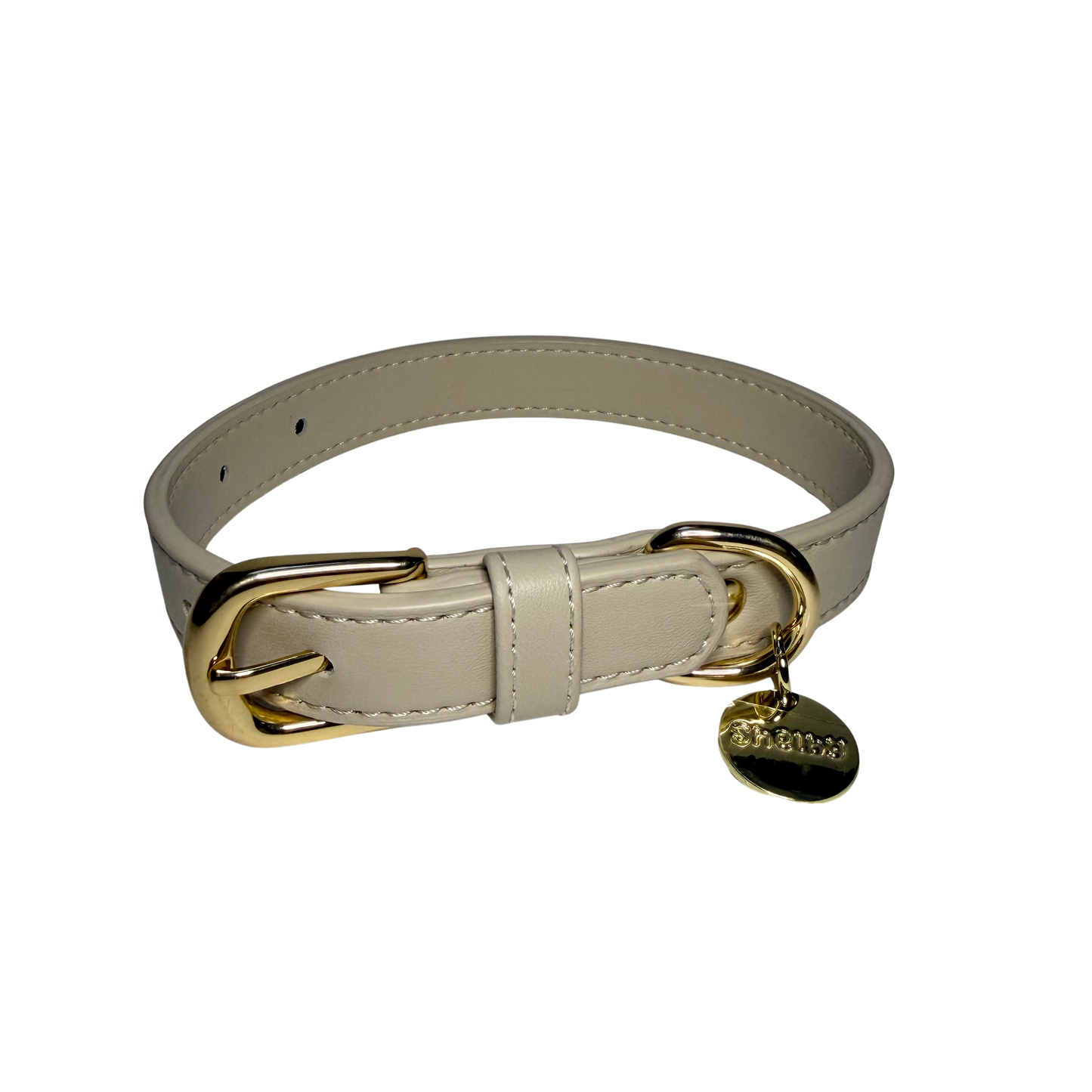 Collier pour chiens en Cuir Vegan beige