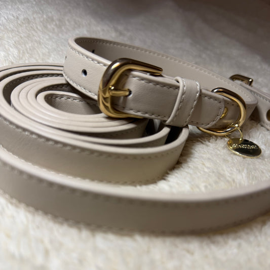 Joli collier pour chien en cuir Vegan beige! Idéal pour les balades 