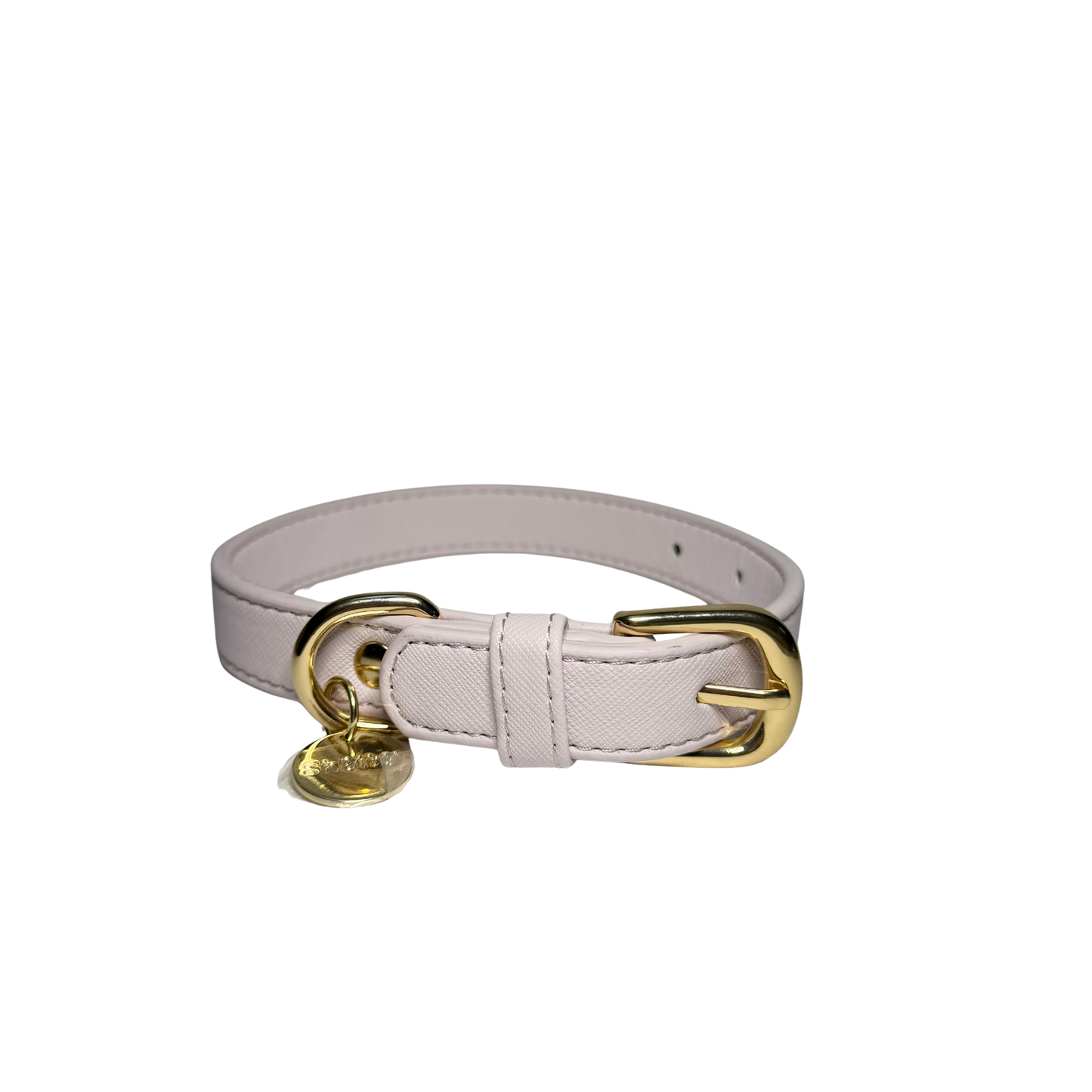 Collier pour chiens en cuir vegan lilas avec médaillon Or