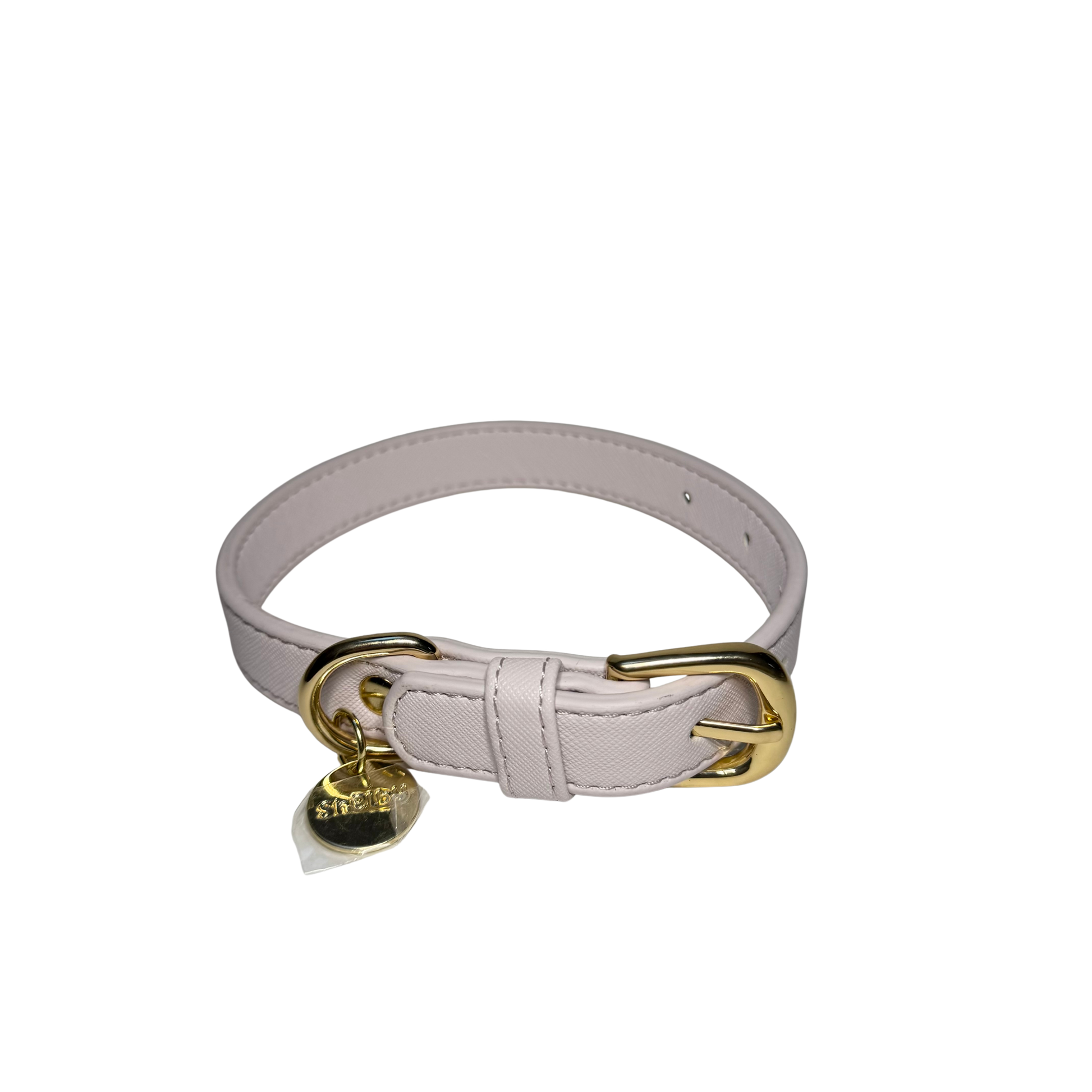 Collier pour chiens en cuir vegan avec médaille Or