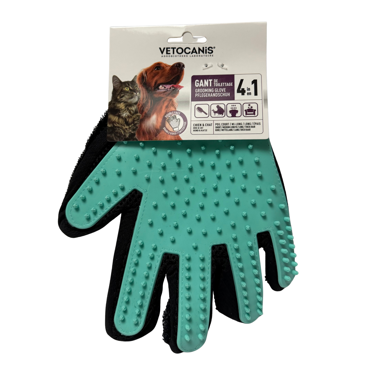 Gant de toilettage silicone 4 en 1 pour chien et chat multifonction
