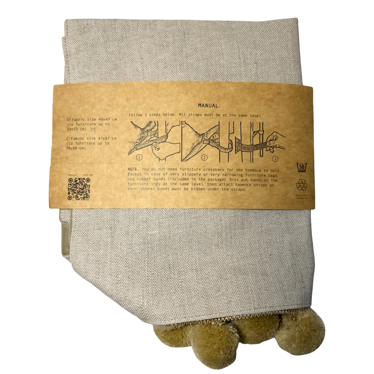 Hamac nature pour petits animaux tissu naturel respirant
