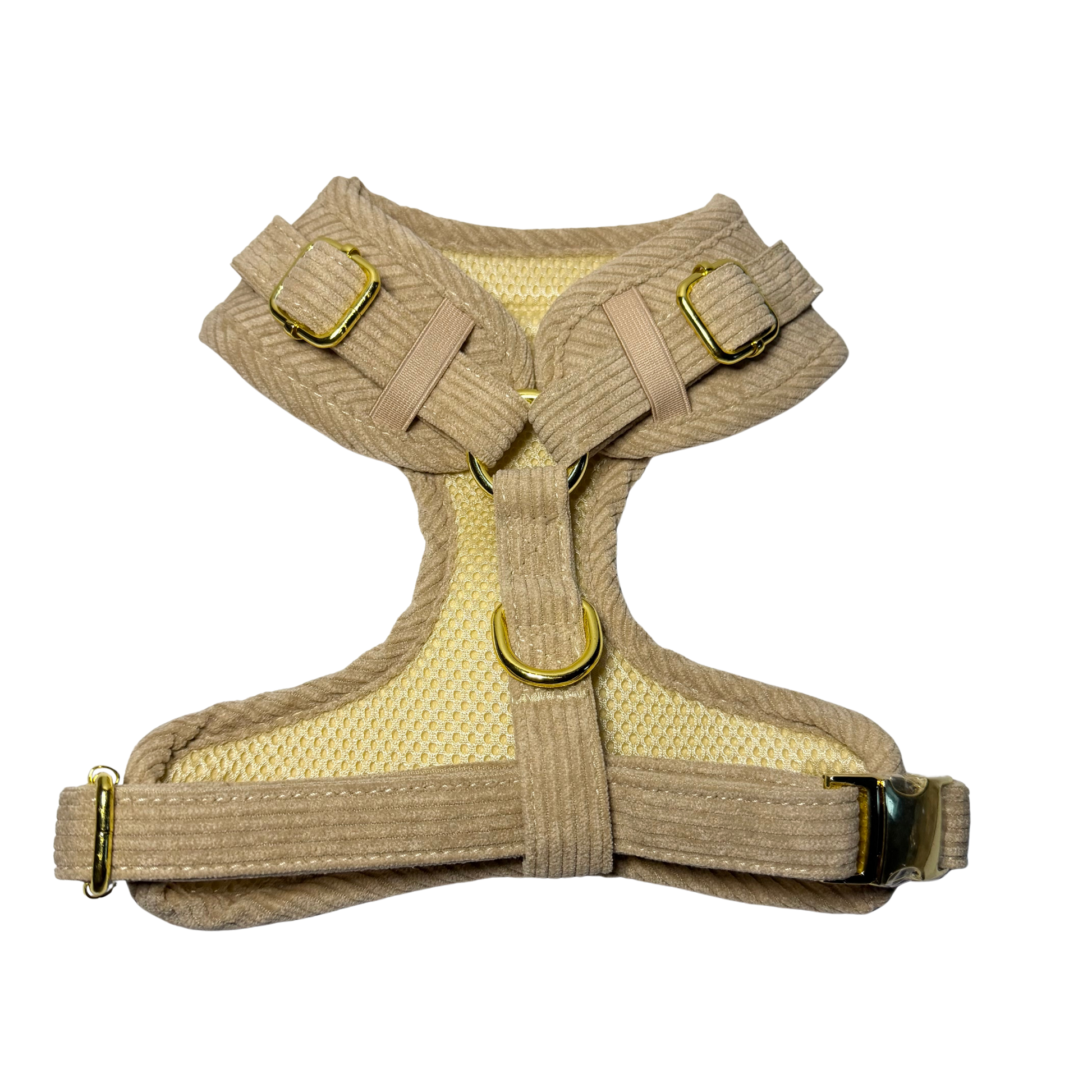 Harnais de ballade pour petits chiens en velours côtelé beige