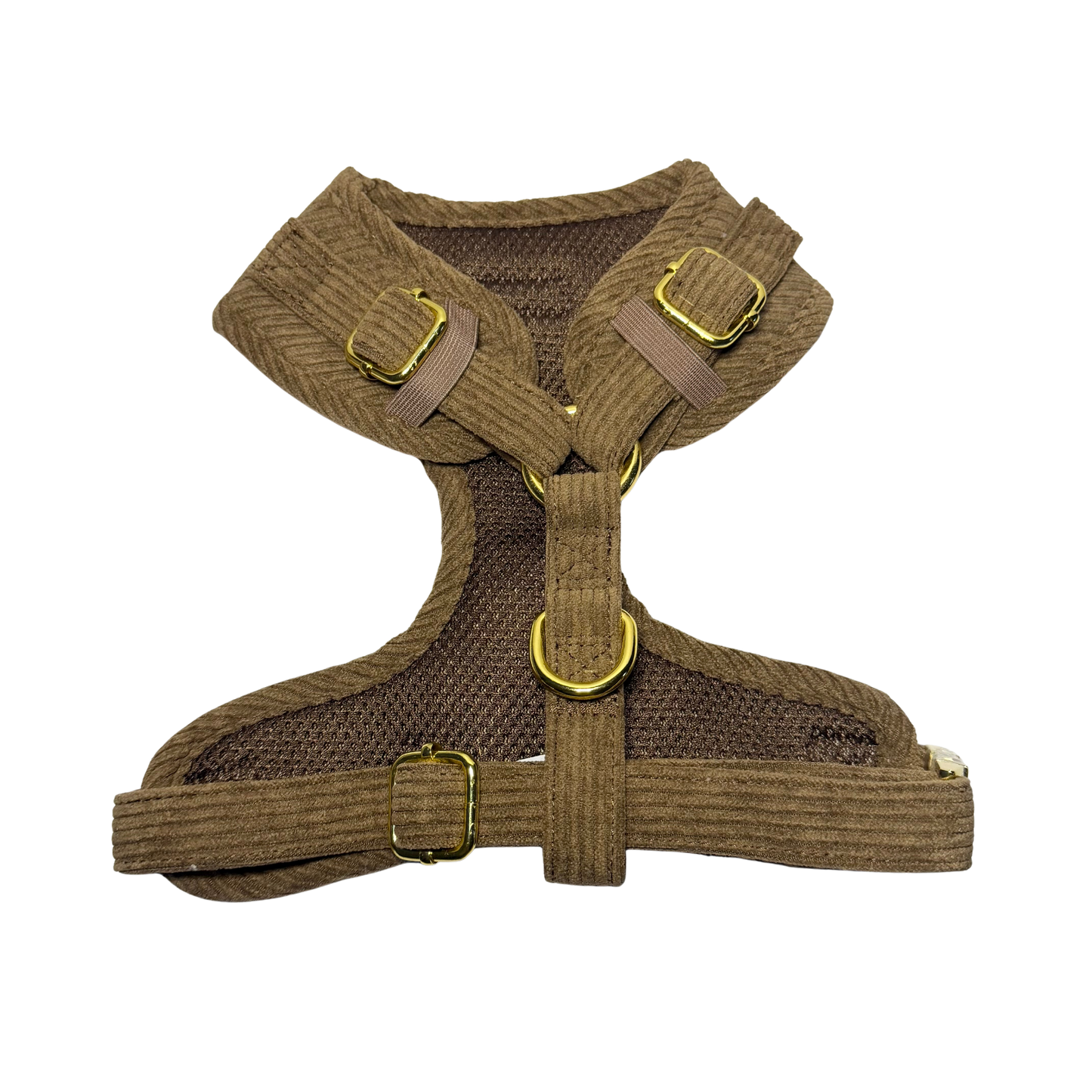 Harnais pour petits chiens en velours côtelé chocolat 