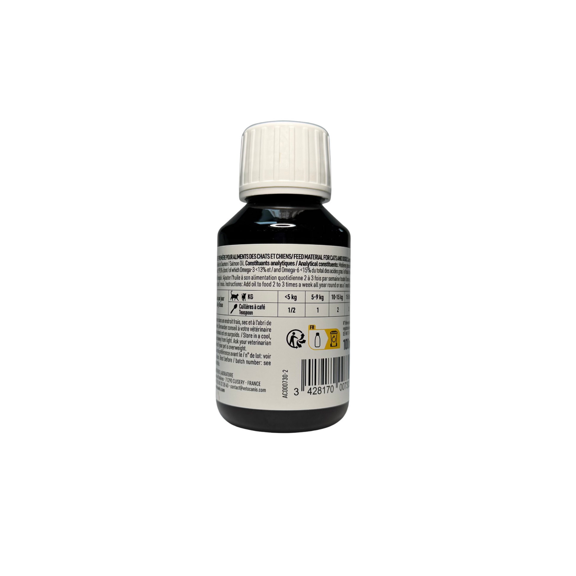Huile de saumon naturelle pour pelage brillant chien chat

