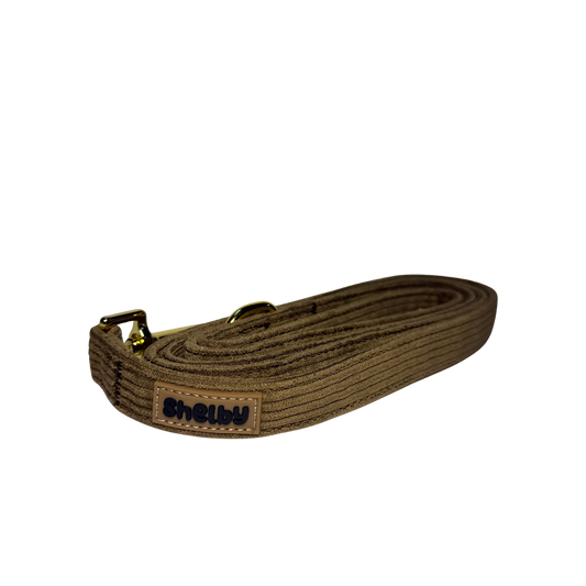 Laisse pour chiens en velours côtélé, couleur chocolat