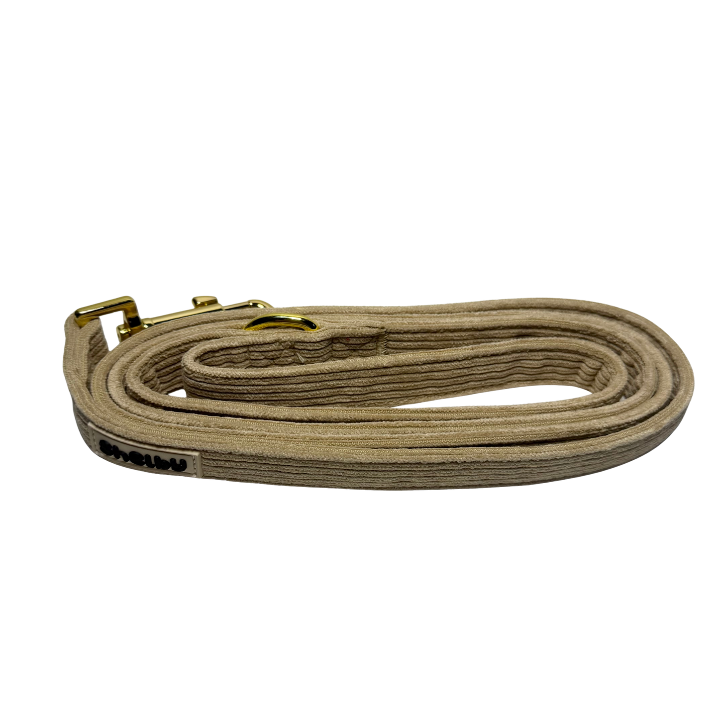 Laisse chiens velours côtelé beige 