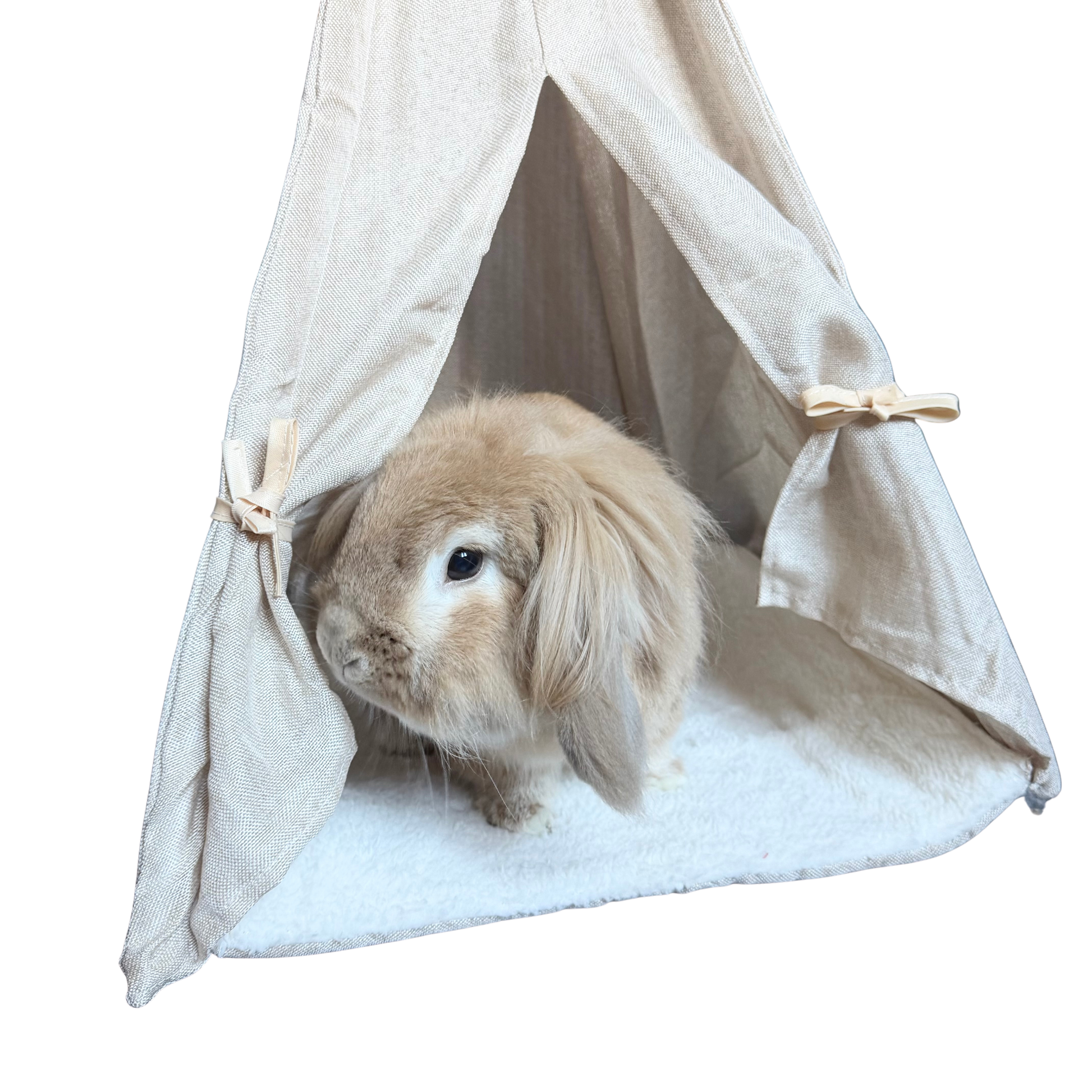 Tipi lapin beige toile naturelle refuge et repos